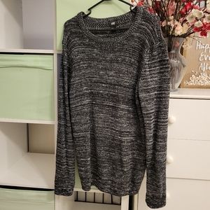 H&M Mens Sweater Crewneck Black & White